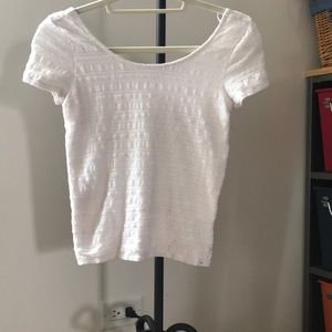 White Embroidered Semi-crop top